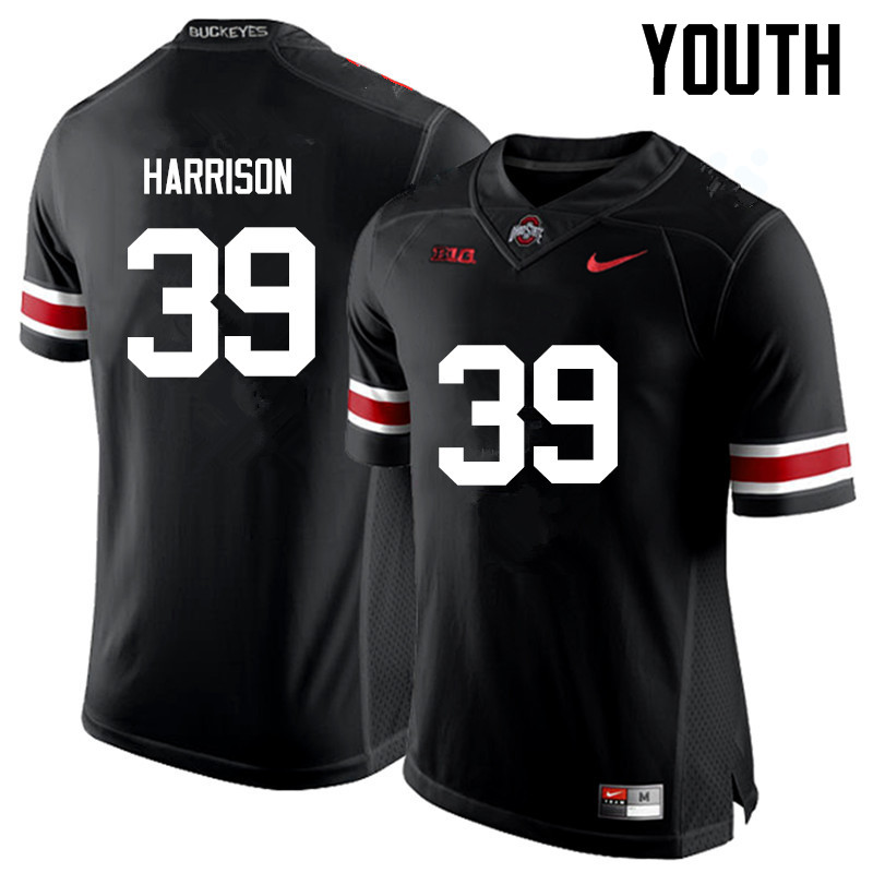 Ohio State Buckeyes Malik Harrison Youth #39 Black Game Stitched College Football Jersey